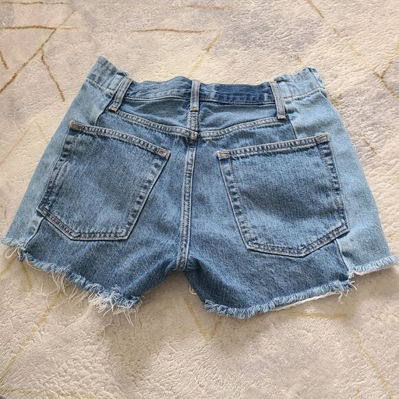 Ética Hevan Relaxed Fit Size 26  Raw Hem High Rise Two Tone Denim Cutoff Shorts - Picture 6 of 9